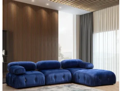 Rohová sedacia súprava / Rohová pohovka Bubble Velvet Blue L1-O1-1R-PUF