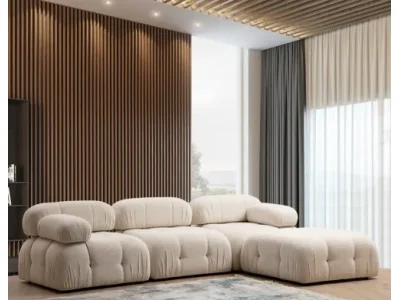 Rohová sedacia súprava / Rohová pohovka Bubble Cream Bouclette L1-O1-1R-PUF