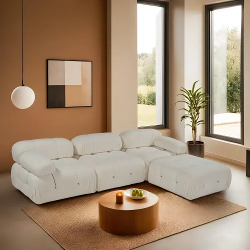 Rohová sedacia súprava / Rohová pohovka Bubble Beige L1-O1-1R-PUF