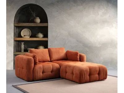 Rohová sedacia súprava / Rohová pohovka Amaris 2 Seater With Pouffe - Orange
