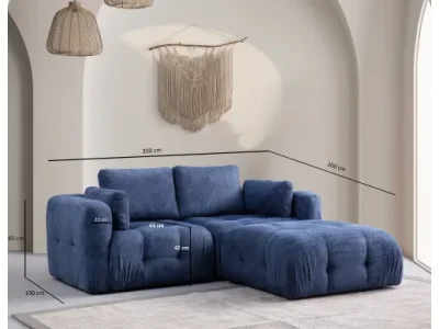 Detail produktu Rohová sedacia súprava / Rohová pohovka Amaris 2 Seater With Pouffe - Navy Blue