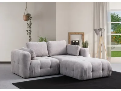 Rohová sedacia súprava / Rohová pohovka Amaris 2 Seater With Pouffe - Light Grey