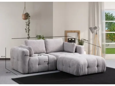 Detail produktu Rohová sedacia súprava / Rohová pohovka Amaris 2 Seater With Pouffe - Light Grey
