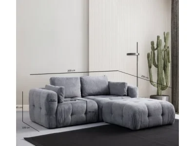 Detail produktu Rohová sedacia súprava / Rohová pohovka Amaris 2 Seater With Pouffe - Grey