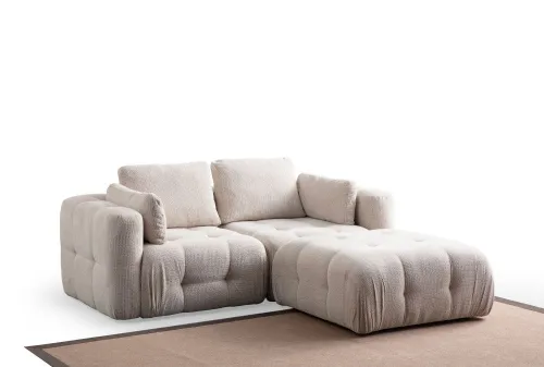 Rohová sedacia súprava / Rohová pohovka Amaris 2 Seater With Pouffe - Beige