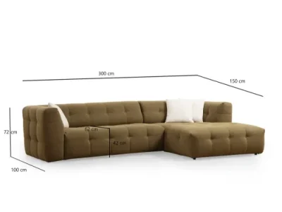 Detail produktu Rohová sedacia súprava / Rohová pohovka Cady 3 Seater Right - Khaki