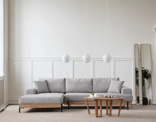 Rohová sedacia súprava / Rohová pohovka Eti Oak Left - Grey