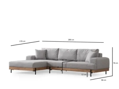 Detail produktu Rohová sedacia súprava / Rohová pohovka Eti Oak Left - Grey