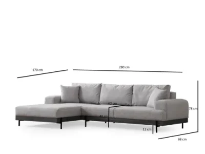 Detail produktu Rohová sedacia súprava / Rohová pohovka Eti Black Left - Grey