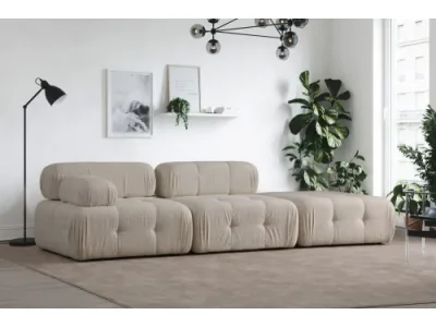 Trojmiestna pohovka Doblo 3 Seater ( L1-O1-Pouffe) Cream Bouclette