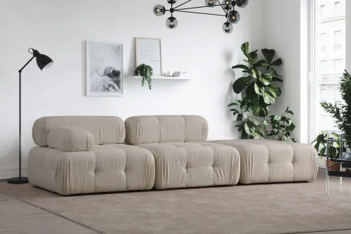 Trojmiestna pohovka Doblo 3 Seater ( L1-O1-Pouffe) Cream Bouclette