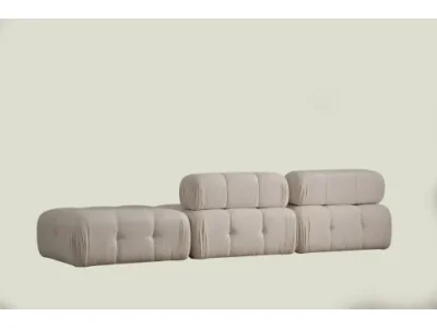 Detail produktu Trojmiestna pohovka Doblo 3 Seater ( L1-O1-Pouffe) Cream Bouclette