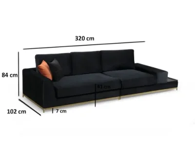 Detail produktu Štvormiestna pohovka Line With Side Table - Black