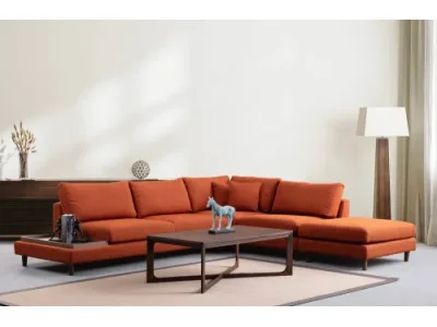 Rohová sedacia súprava / Rohová pohovka New Tulip With Pouf - Orange