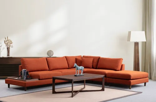 Rohová sedacia súprava / Rohová pohovka New Tulip With Pouf - Orange