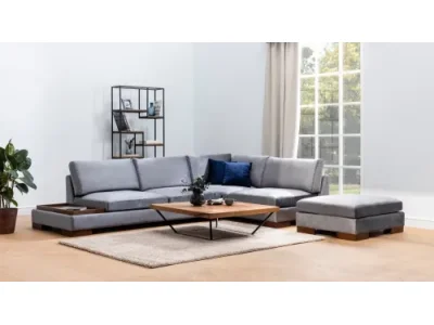 Rohová sedacia súprava / Rohová pohovka Tulip Corner Right With Pouf - Dark Grey