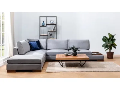 Rohová sedacia súprava / Rohová pohovka Tulip Corner Left With Pouf - Dark Grey