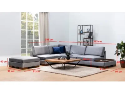 Detail produktu Rohová sedacia súprava / Rohová pohovka Tulip Corner Left With Pouf - Dark Grey