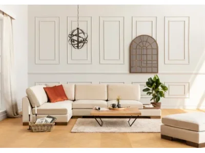 Rohová sedacia súprava / Rohová pohovka Tulip Corner Left With Pouf - Beige