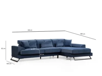 Detail produktu Rohová sedacia súprava / Rohová pohovka Frido Right (L3+Chl) - Navy Blue