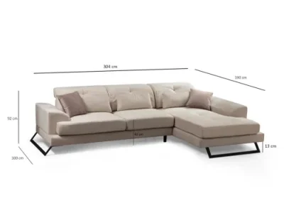 Detail produktu Rohová sedacia súprava / Rohová pohovka Frido Corner Right (L3+Chl) - Ecru