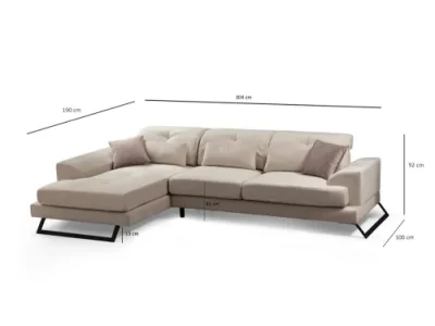 Rohová sedacia súprava / Rohová pohovka Frido Corner Left (Chl+3R) - Ecru
