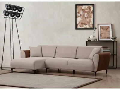 Rohová rozkladacia pohovka Aren Left - Beige, Cinnamon