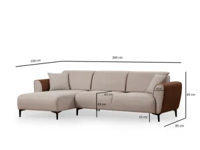 Detail produktu Rohová rozkladacia pohovka Aren Left - Beige, Cinnamon