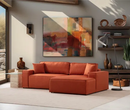 Rohová rozkladacia pohovka Pırlo Corner Right - Orange