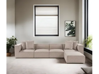 Rohová sedacia súprava / Rohová pohovka Sora (L1-O1-O1-1R-POUFFE ) - Sand Beige