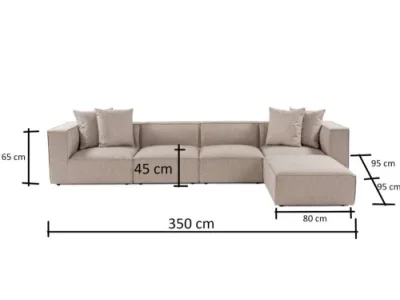 Detail produktu Rohová sedacia súprava / Rohová pohovka Sora (L1-O1-O1-1R-POUFFE ) - Sand Beige