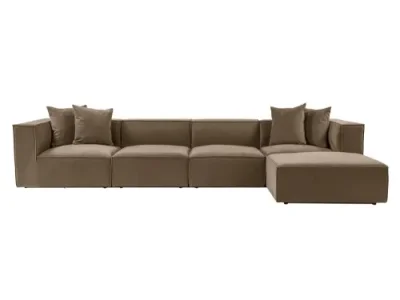 Detail produktu Rohová sedacia súprava / Rohová pohovka Sora (L1-O1-O1-1R-POUFFE ) - Brown