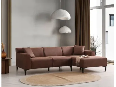 Rohová sedacia súprava / Rohová pohovka New Petra R Corner - Cognac