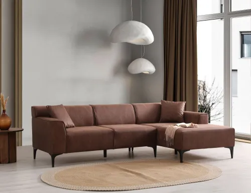 Rohová sedacia súprava / Rohová pohovka New Petra R Corner - Cognac