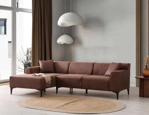 Rohová sedacia súprava / Rohová pohovka New Petra L Corner - Cognac
