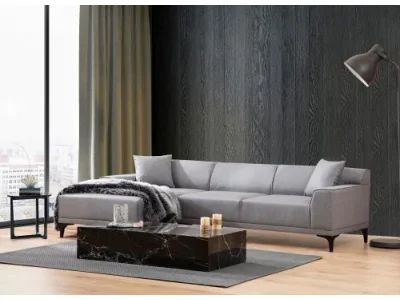 Rohová sedacia súprava / Rohová pohovka Petra L Corner - Light Grey