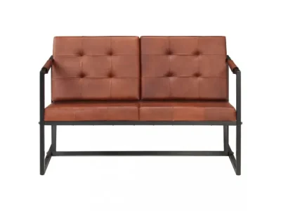 Detail produktu Pohovka 2-miestna pravá koža / oceľ Dekorhome