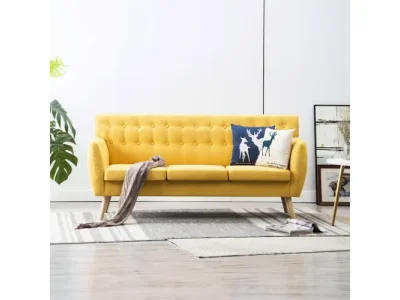 Trojmiestna pohovka látka / drevo Dekorhome