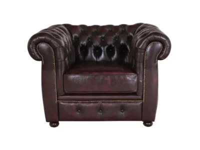 Detail produktu Pohovka jednomiestna Chesterfield Liverpool z pravej hovädzej kože New Red