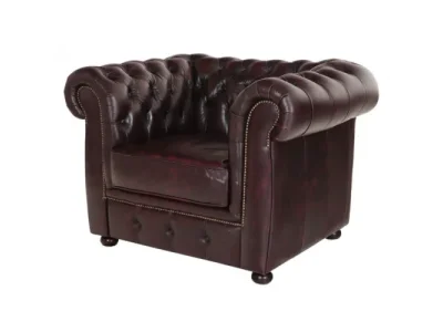 Detail produktu Pohovka jednomiestna Chesterfield Liverpool z pravej hovädzej kože New Red