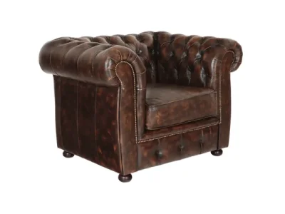Detail produktu Pohovka jednomiestna Chesterfield Liverpool z pravej hovädzej kože Whisky