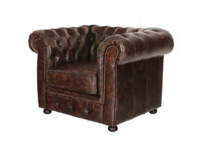 Detail produktu Pohovka jednomiestna Chesterfield Liverpool z pravej hovädzej kože Whisky