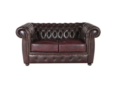 Pohovka dvojmiestna Chesterfield Liverpool z pravej hovädzej kože New Red