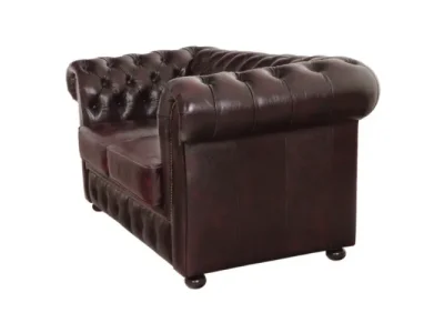 Detail produktu Pohovka dvojmiestna Chesterfield Liverpool z pravej hovädzej kože New Red