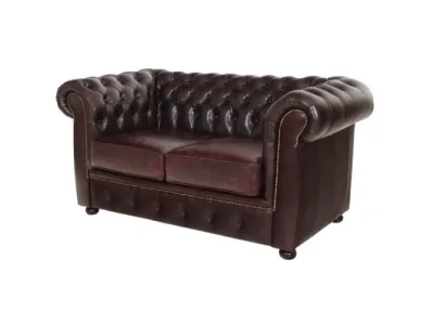 Detail produktu Pohovka dvojmiestna Chesterfield Liverpool z pravej hovädzej kože New Red