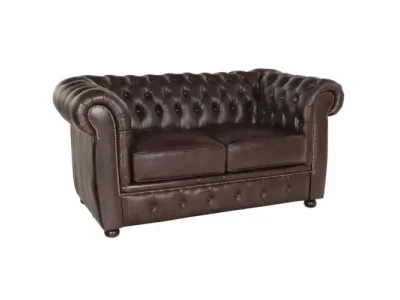 Detail produktu Pohovka dvojmiestna Chesterfield Liverpool z pravej hovädzej kože Brown