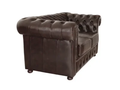 Detail produktu Pohovka dvojmiestna Chesterfield Liverpool z pravej hovädzej kože Brown