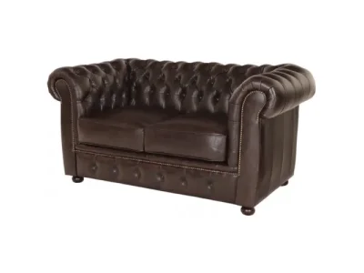 Detail produktu Pohovka dvojmiestna Chesterfield Liverpool z pravej hovädzej kože Brown