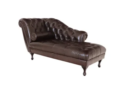 Leňoška Chesterfield Delano z pravej hovädzej kože Brown