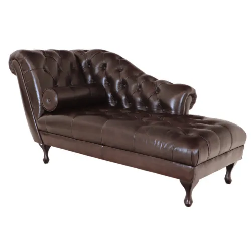 Leňoška Chesterfield Delano z pravej hovädzej kože Brown